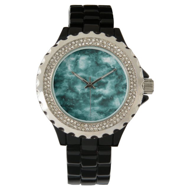 Mörk grönt Marble Struktur Armbandsur (Framsida)