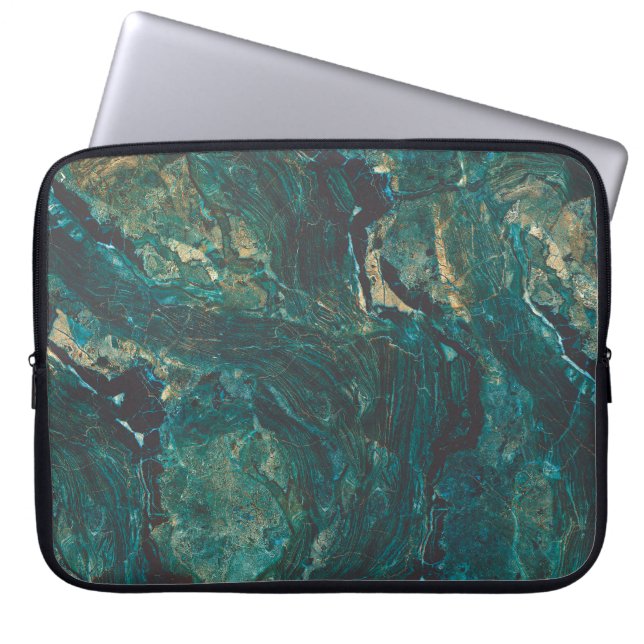 Mörk grönt marmor: lyxig struktur. laptop fodral (Framsidan)