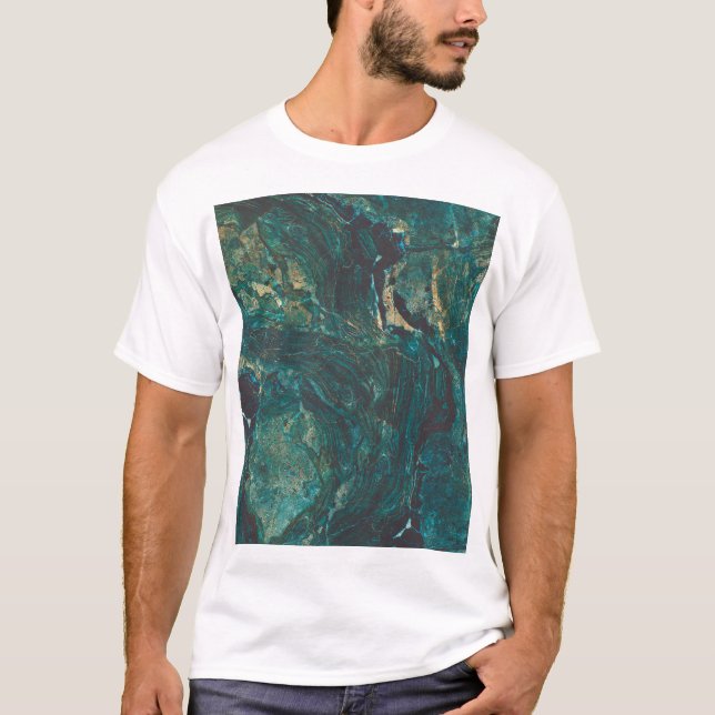 Mörk grönt marmor: lyxig struktur. t shirt (Framsida)