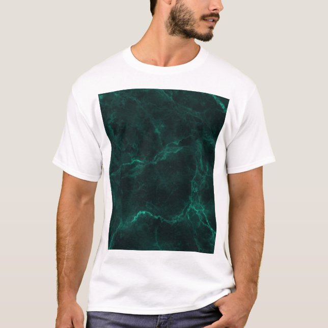 Mörk grönt marmor, sömlös struktur. t shirt (Framsida)
