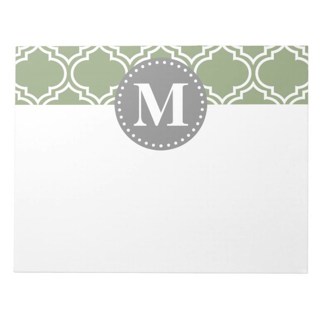 Mörk grönt marockanskt lattice Mönster Monogram Anteckningsblock (Framsida)