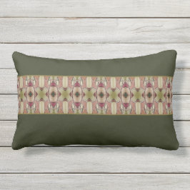 Mörk grönt med Beige och Burgundy Lumbarkudde