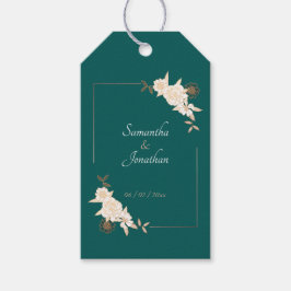 Mörk grönt med Cream Ro Bröllop Presentetikett