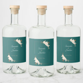 Mörk grönt med Cream Ro Bröllop Spritflaskor Etikett