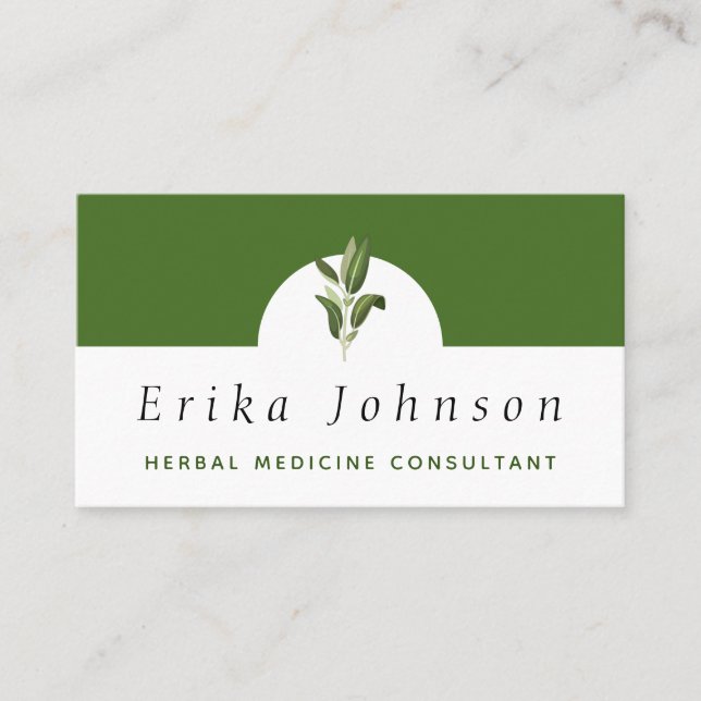 Mörk grönt minimalistisk naturmedicinsk konsult visitkort (Framsida)