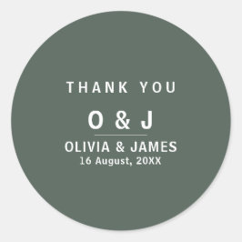 Mörk grönt | Minimalistisk Scandi Bröllop Tack Runt Klistermärke