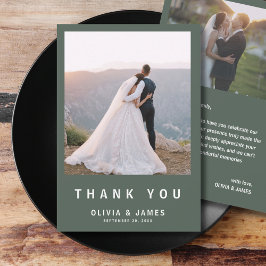 Mörk grönt | Minimalistiskt Modern Bröllop Tack Kort