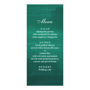 Mörk grönt modern bröllop-middag. Emerald-menyn Reklamkort