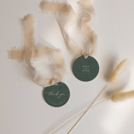 Mörk grönt modern kalligrafi Bröllop Tack Gåvor Etiketter
