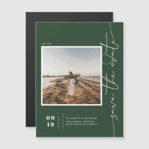 Mörk grönt Modern minimal Spara datumfoto Magnetisk Inbjudningskort