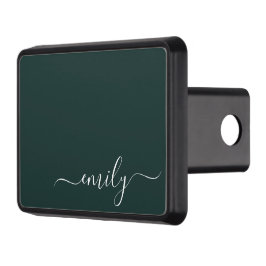 Mörk grönt Modern Script Monogram Namn Dragkroksskydd