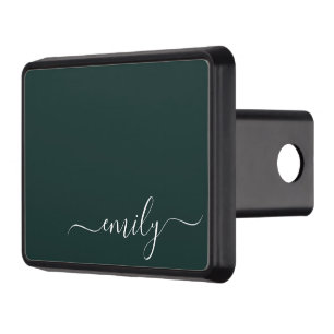 Mörk grönt Modern Script Monogram Namn Dragkroksskydd