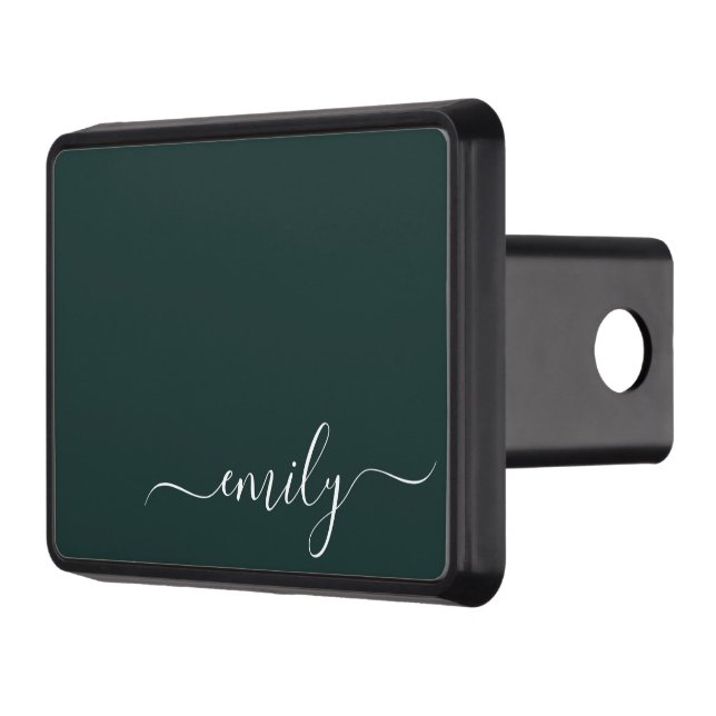 Mörk grönt Modern Script Monogram Namn Dragkroksskydd (Vänster)