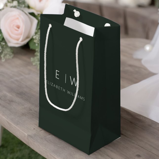 Mörk grönt, modernt, minimalistiskt Monogram Namn (Skapare uppladdad)