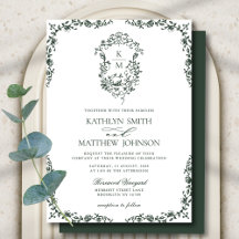 Mörk grönt Monogram Blommigt Vintage Vapensköld Br