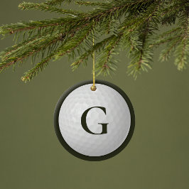 Mörk grönt Monogram Golf Boll Julgransprydnad Keramik