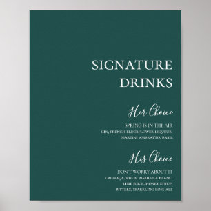 Mörk grönt Namnteckning Drinks-tecken Poster