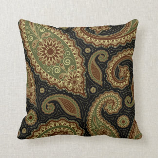 Mörk - grönt och burgundy paisley.png kudde