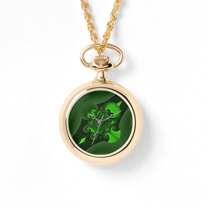 Mörk grönt och Lime Spiral-våg Armbandsur (Framsida)