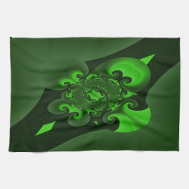 Mörk grönt och Lime Spiral-våg Kökshandduk