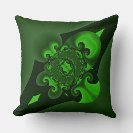 Mörk grönt och Lime Spiral-våg Kudde