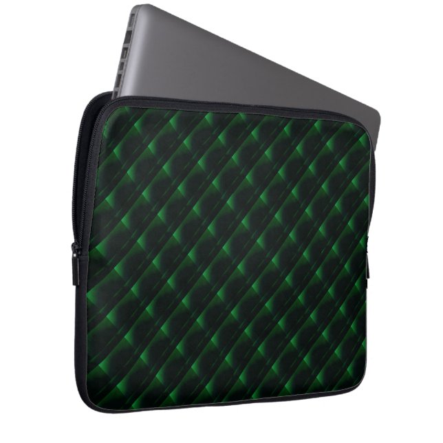 Mörk grönt och ljusa former med lysande illusion laptop fodral (Framsidan Höger)