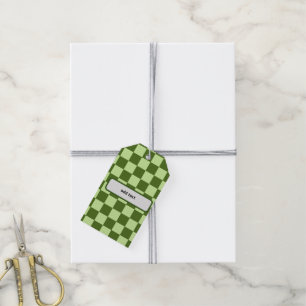 Mörk grönt och Ljust grönt Checkers Presentetikett