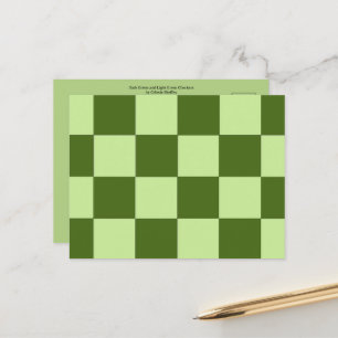 Mörk grönt och Ljust grönt Checkers Vykort
