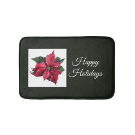 Mörk grönt och Poinsettia Helgdag Bath Mat Badrumsmatta