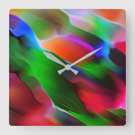 Mörk grönt och röd relief och djup fyrkantig klocka