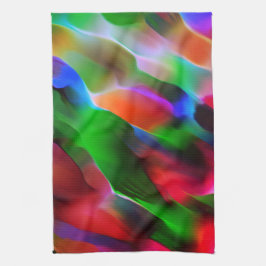 Mörk grönt och röd relief och djup kökshandduk