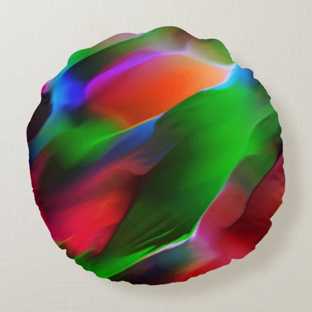 Mörk grönt och röd relief och djup rund kudde (Baksidan)