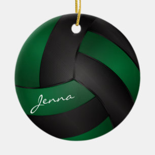 mörk grönt och svart anpassar Volleyball Julgransprydnad Keramik