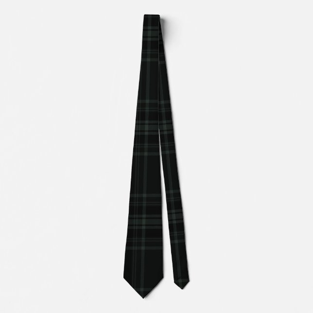 Mörk grönt och svart Tartan Play Mönster-design Slips (Framsida)