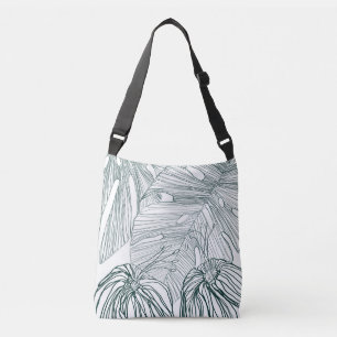 mörk grönt och teala monstera löv & lilies-kontur axelväska
