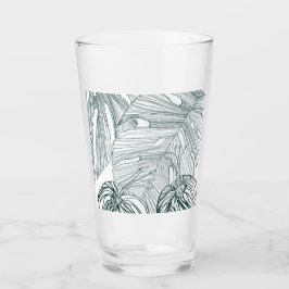 mörk grönt och teala monstera löv & lilies-kontur glaskopp