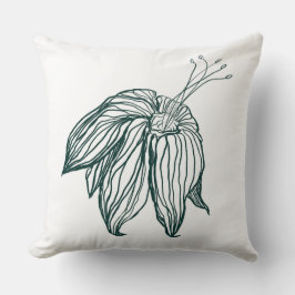 mörk grönt och teala monstera löv & lilies-kontur kudde