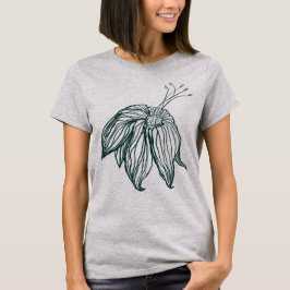 mörk grönt och teala monstera löv & lilies-kontur t shirt