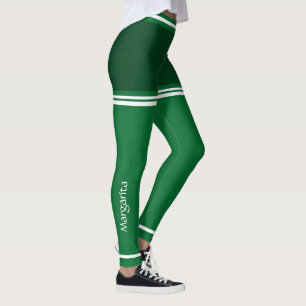 Mörk grönt och vit personlig leggings