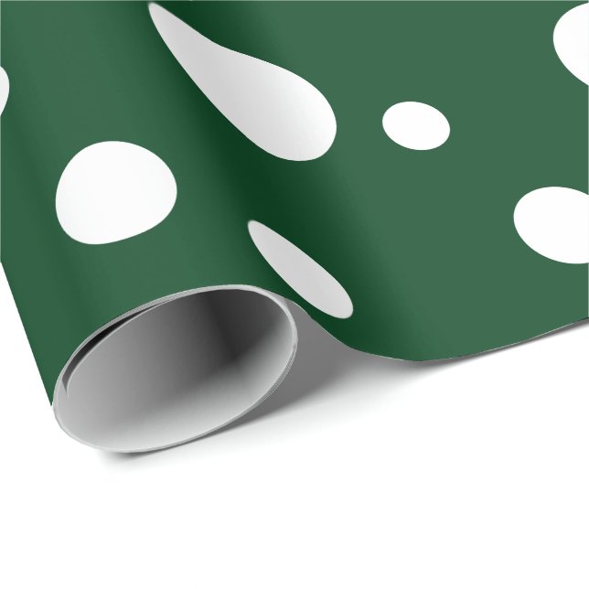 Mörk grönt och vita Polka dots Presentpapper (Rullad Hörn)