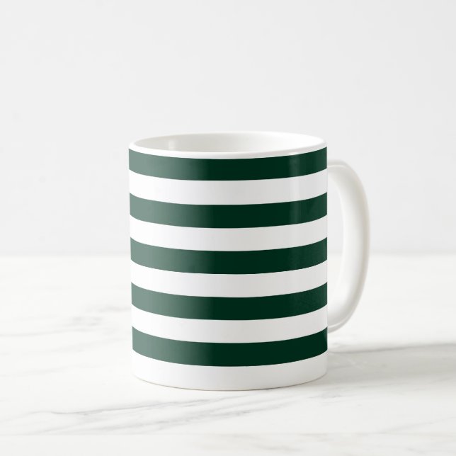 Mörk grönt och vita Rand Kaffemugg (Framsida höger)
