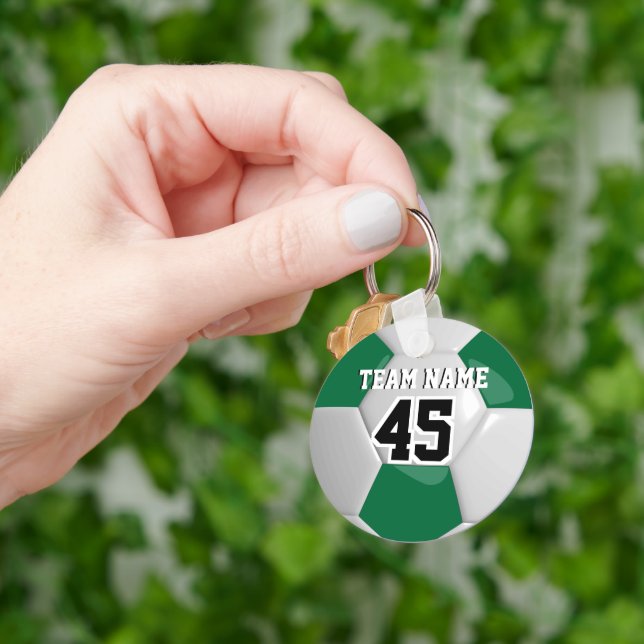 Mörk grönt- och Vita teamets fotbolls-buss Nyckelring (Hand)