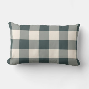 Mörk grönt off-White Gingham Mönster Checkered Lumbarkudde
