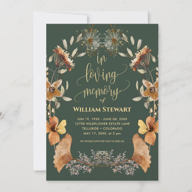Mörk grönt om det moderna Firande i Life Boho Inbjudningar (Framsida)