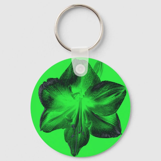 Mörk grönt om Ljust grönt Amaryllis Nyckelring (Framsida)