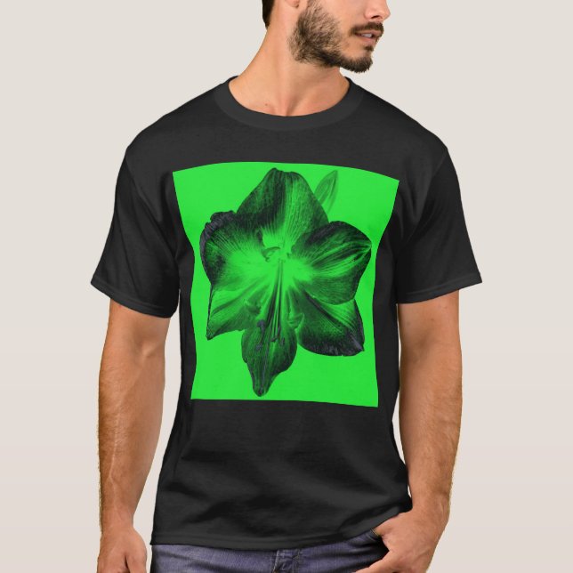 Mörk grönt om Ljust grönt Amaryllis T Shirt (Framsida)
