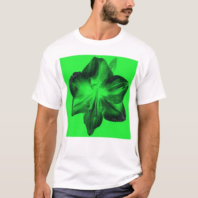 Mörk grönt om Ljust grönt Amaryllis Tee Shirt (Framsida)