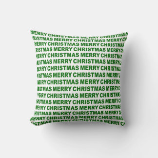 Mörk grönt om vit jultypografi kudde