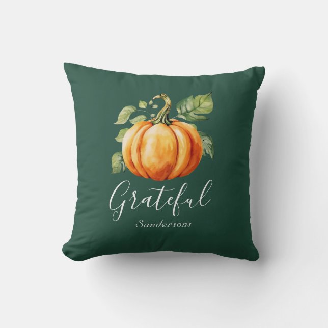 Mörk grönt Personlig för Pumpkin-Orange Kudde (Framsida)