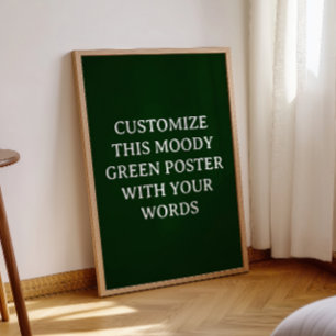 Mörk grönt Personligt bröllp Poster Moody unik